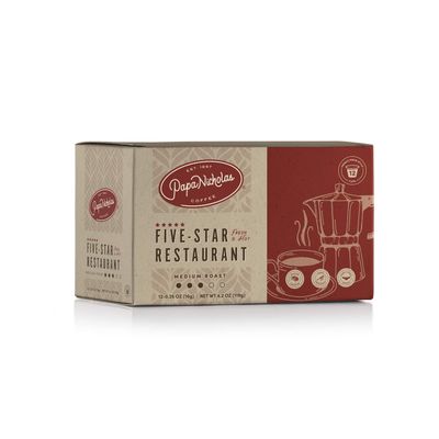 PapaNicholas Coffee Single Serve Coffee Cups Fits Keurig K Cup Brewers, 5-star Restaurant Blend, 12 Count