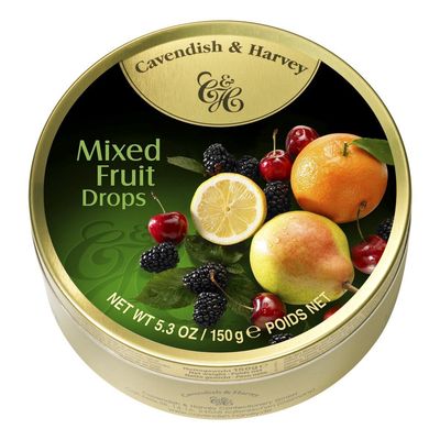 Cavendish And Harvey Candy (3 Pack) Fruit Hard Candy Tin 5.3 Ounces Imported German Candy (Mixed Fruit Drops)(Pack of 3)