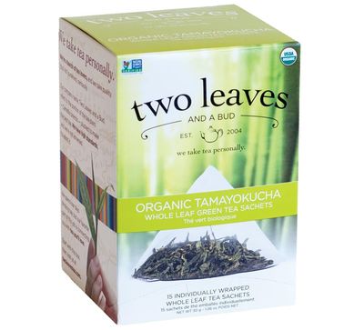 Two Leaves and a Bud Organic Tamayokucha Green Tea Bags, Whole Leaf Green Tea in Compostable Sachets, Japanese Green Tea, Light Flavor, 15 Count (Pack of 1)