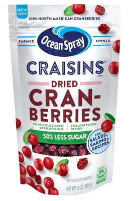 Ocean Spray Craisins, 50% Less Sugar Dried Cranberries, Dried Fruit, 5 Oz Pouch (Pack of 12)