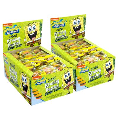 Spongebob Squarepants Giant Krabby Patties Gummy Candy (Pack of 36)