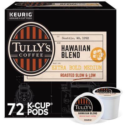 Tully&#39;s Coffee Hawaiian Blend Keurig Single-Serve K-Cup Pods, Medium Roast, 72 Count