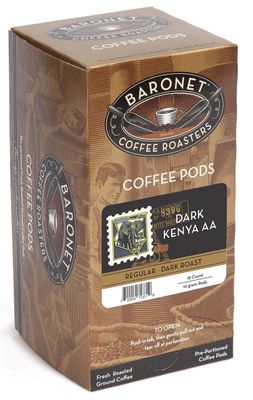 Baronet Coffee Dark Kenya AA Dark Roast, 18-Count Coffee Pods (Pack of 3)