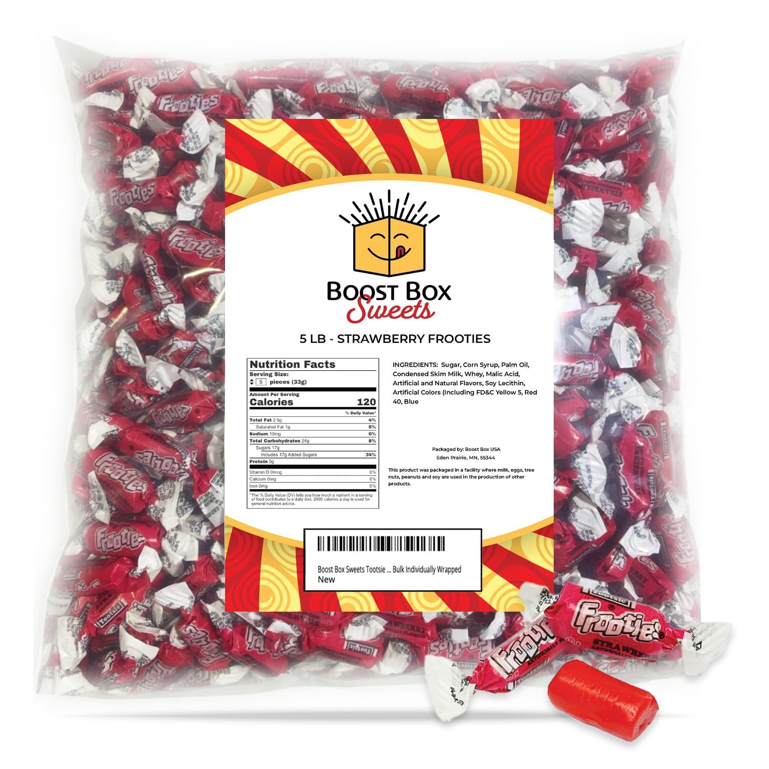 Strawberry Frooties Individually Wrapped Bulk Chewy Red Tootsie Roll Candy (5 Pound)