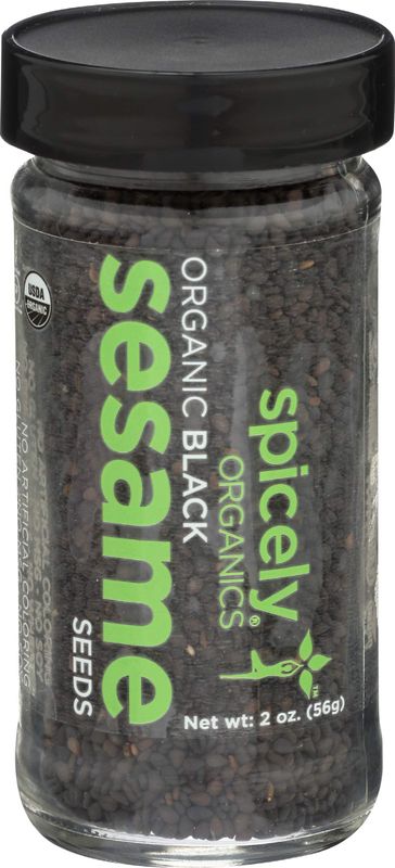 Spicely Organic Sesame Seeds Black Whole 2.00 Ounce Jar Certified Gluten Free