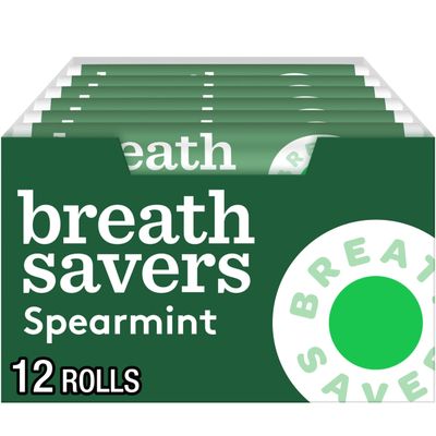 BREATH SAVERS Spearmint Sugar Free Breath Mints Rolls, 0.75 oz (24 Count)