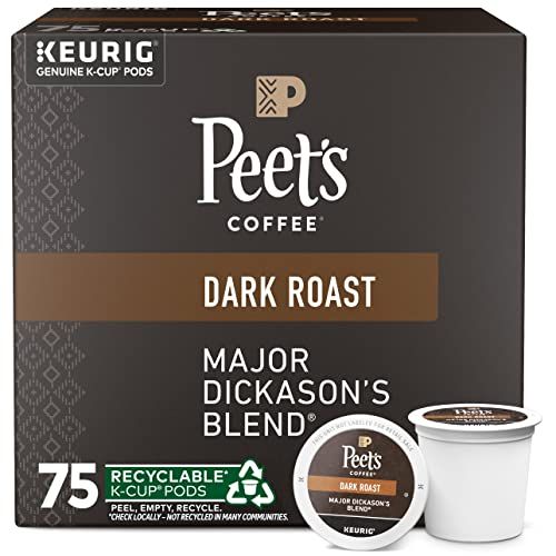 Peet&#39;s Coffee, Dark Roast Keurig K-Cup Pods - Major Dickason&#39;s Blend 75 Count (1 Box of 75 K-Cup Pods)