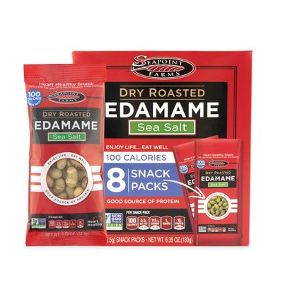 Seapoint Farms Dry Roasted Edamame, Sea Salt, Vegan, Gluten-Free, Kosher, and Non-GMO, Crunchy Snack for Healthy Snacking, 100 Calorie Snack Pack (12 Boxes)