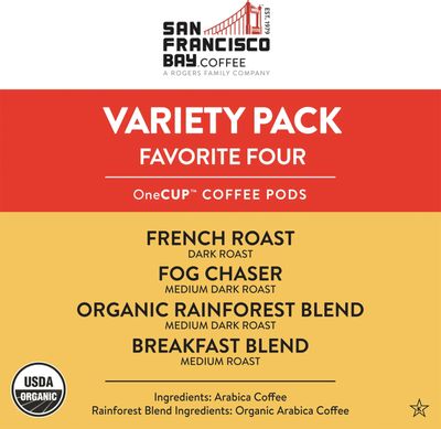 San Francisco Bay Compostable Coffee Pods - Original Variety Pack (80 Ct) K Cup Compatible including Keurig 2.0, French, Breakfast, Fog, Organic Rainforest