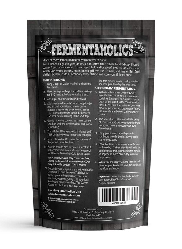 Fermentaholics Kombucha SCOBY &amp; Starter Tea | Live, Fresh, Organic Starter Culture | DIY Kombucha | 12oz Fresh Starter Tea
