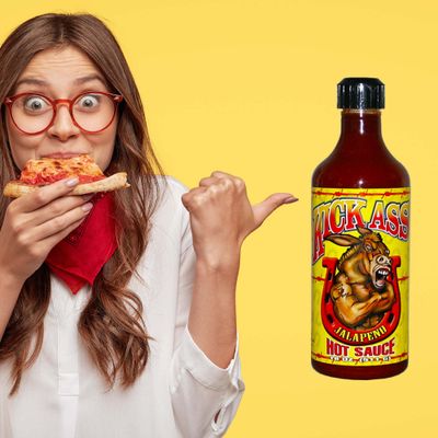 Kick Ass Jalapeno Hot Sauce Bottle - 18 oz. - Gourmet Gift for the Hot Sauce Fan - Perfect for Chicken Wings and Breakfast Burritos - Try if you dare