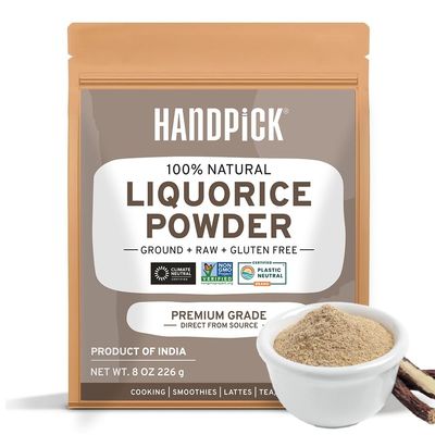 Licorice Root Powder (226g/8oz) Non GMO, Gluten Free, 100% Raw Ground Mulethi, Sourced from India, Glycyrrhiza Glabra, Packed in Resealable Ziplock Pouch