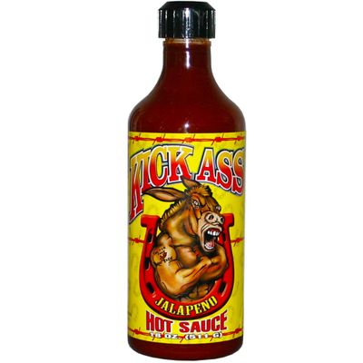 Kick Ass Jalapeno Hot Sauce Bottle - 18 oz. - Gourmet Gift for the Hot Sauce Fan - Perfect for Chicken Wings and Breakfast Burritos - Try if you dare