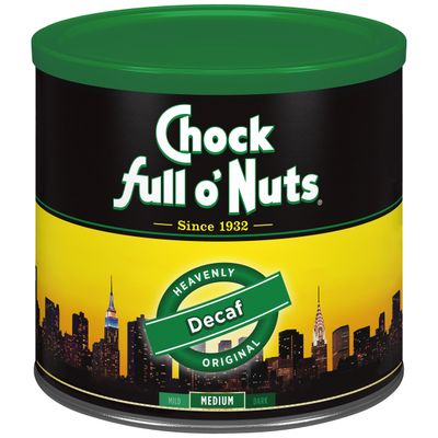 Chock full oNuts Decaf Original Roast, Medium Roast Decaf Ground Coffee - Gourmet Coffee Beans - Smooth, Full-Bodied and Rich Coffee (24 Oz. Can)