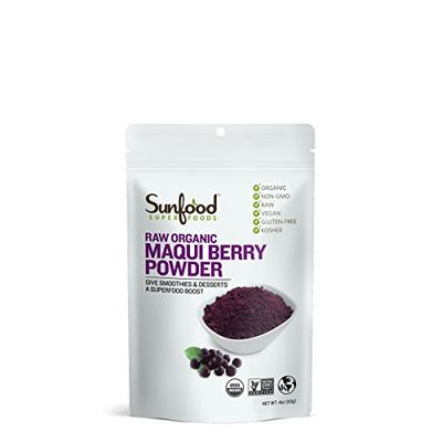 Sunfood Superfoods Organic Maqui Berry Powder - Raw | 4 oz. Bag, 18 Servings | Freeze Dried to Maintain Nutritional Integrity, Antioxidants-rich | Superfood for Smoothies, Yogurt, Desserts | Non-GMO