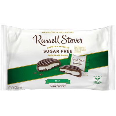 Russell Stover Sugar Free Mint Patties with Stevia, 10 oz. Bag