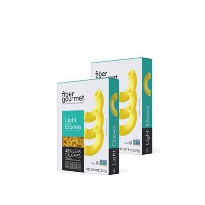 Fiber Gourmet Pasta - Light Elbow Pasta - Low Net Carb, Fiber-Rich, Low Calorie, Healthy Pasta - Made in Italy, Kosher, Vegan, Non-GMO - 8 Oz, Pack of 2