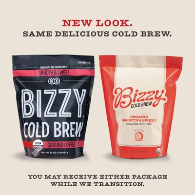 Bizzy Organic Cold Brew Coffee | Smooth & Sweet Blend | Coarse Ground Coffee | Medium Roast | Micro Sifted | Specialty Grade | 100% Arabica | 2 LB