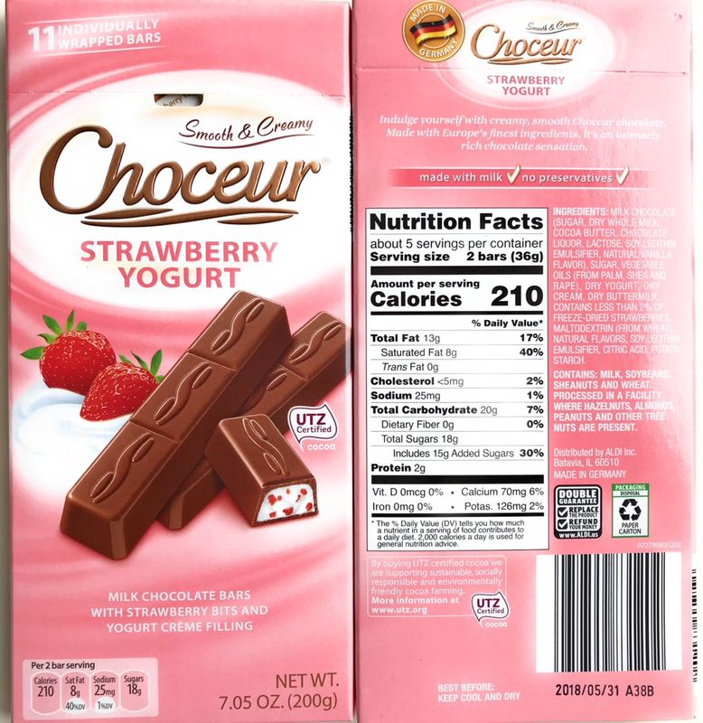 Choceur Milk Chocolate Bars with Strawberry and Yogurt (pack of 2)