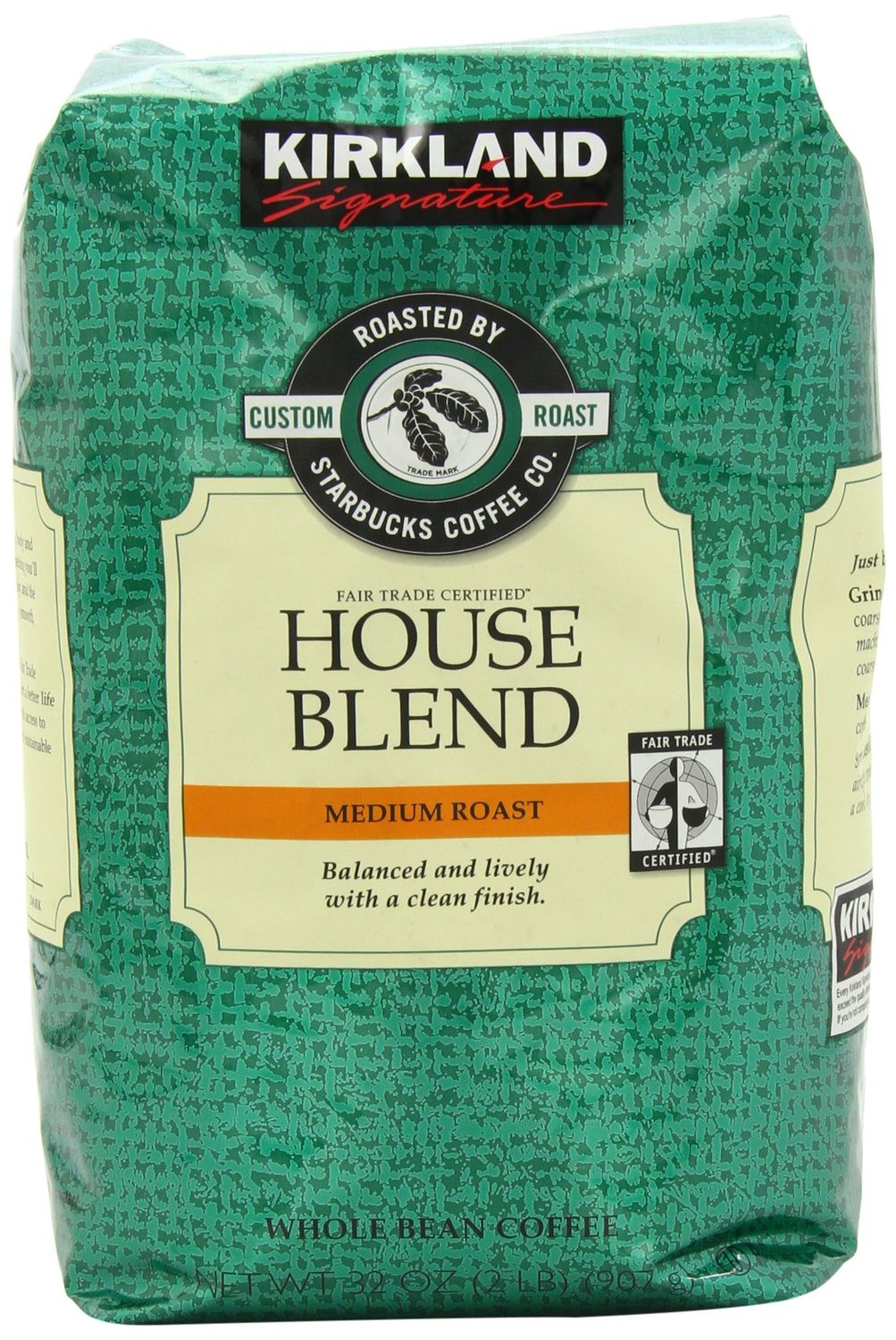 Signature&#39;s Kirkland Starbucks Bean Coffee, Medium Roast House Blend, 32 Ounce