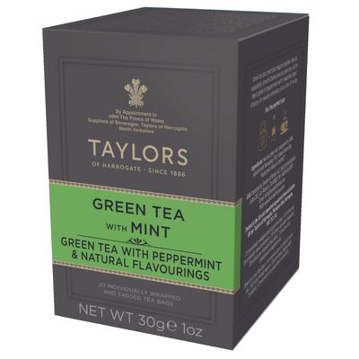 Taylors of Harrogate Green Tea with Mint, 20 Teabags (Pack of 6)