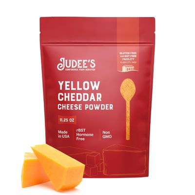 Judees Yellow Cheddar Cheese Powder 319g (11.25oz) - 100% Non-GMO, rBST Hormone-Free, Gluten-Free &amp; Nut-Free - Made from Real Cheddar Cheese and Made in USA