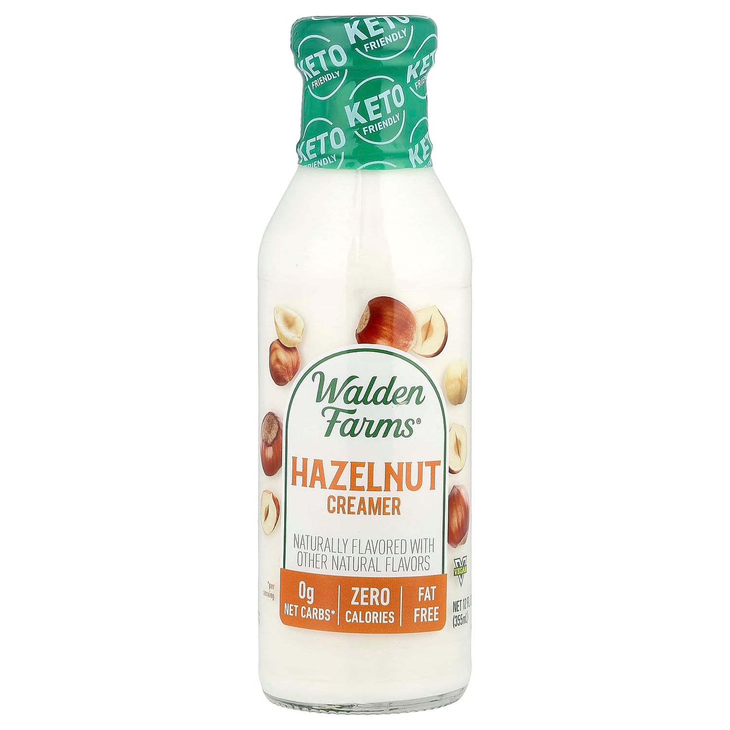 Walden Farms Hazelnut Coffee Creamer, 12 oz Bottle, Fresh Flavored Non-Dairy Milk Substitute, Natural and Liquid, Gluten Free and 0g Net Carbs, Vegan Friendly