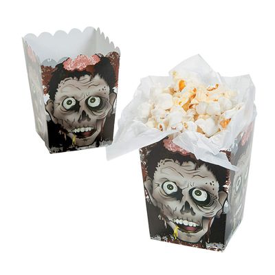 Fun Express - Mini Zombie Head Popcorn Boxes (24pc) for Halloween - Party Supplies - Containers &amp; Boxes - Paper Boxes - Halloween - 24 Pieces