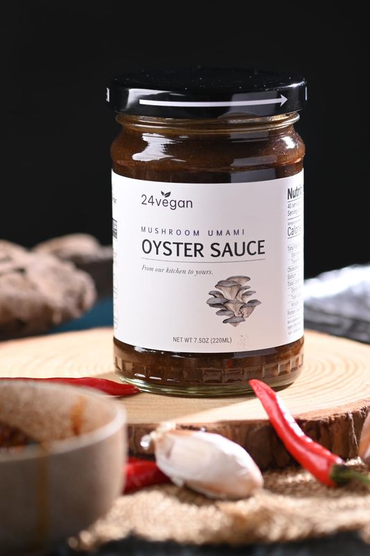 24Vegan All Natural Non-GMO Vegan Oyster Sauce - Certified - NO MSG ADDED - 7.5oz - Oyster Sauce for marinades or stir fry