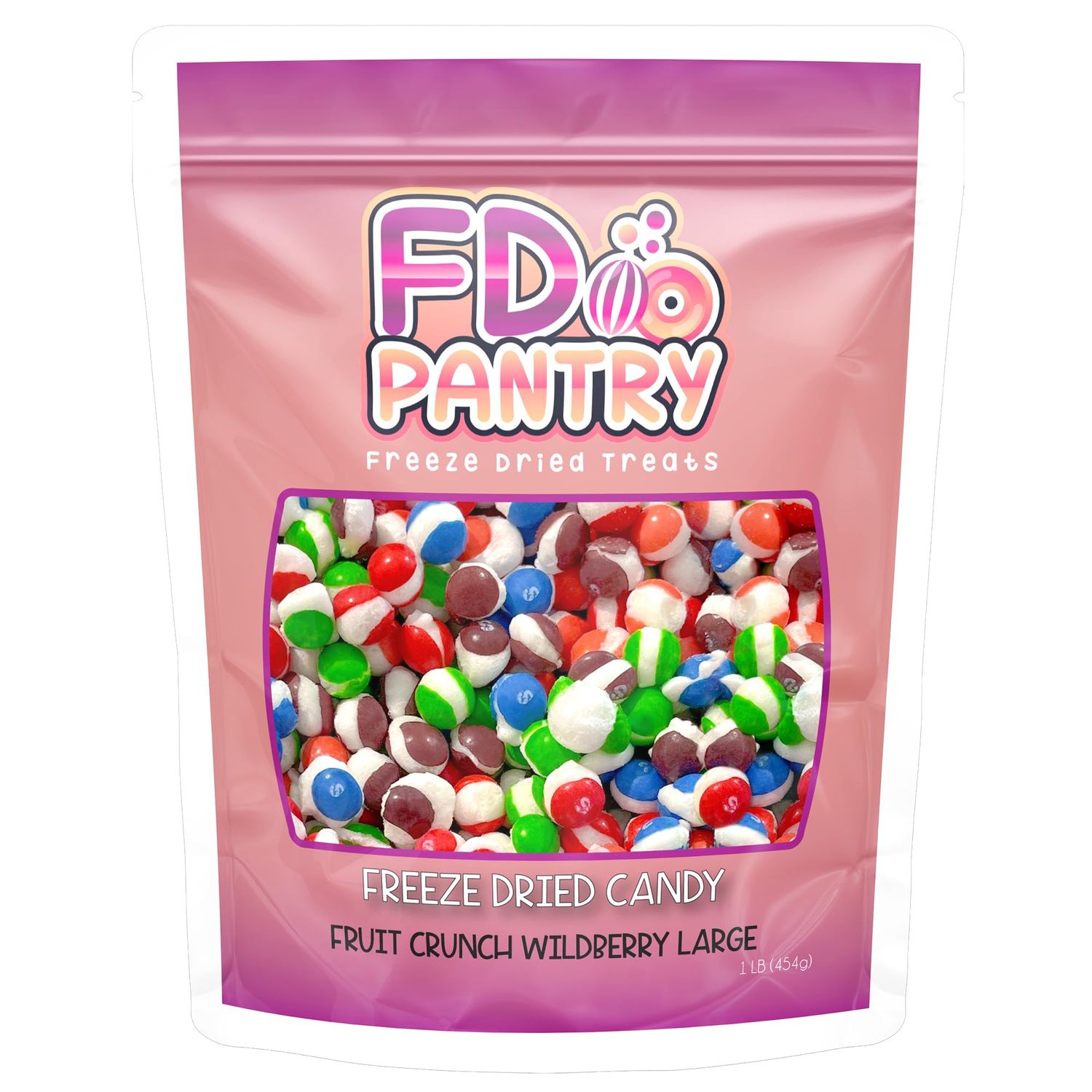 Fruit Crunch Wildberry - Candy Freeze Dried 16 oz 1 pound - Assortment Wild Berry Flavors Large 1lb Big Bag Pouch - Ideal Gift Snack 16oz