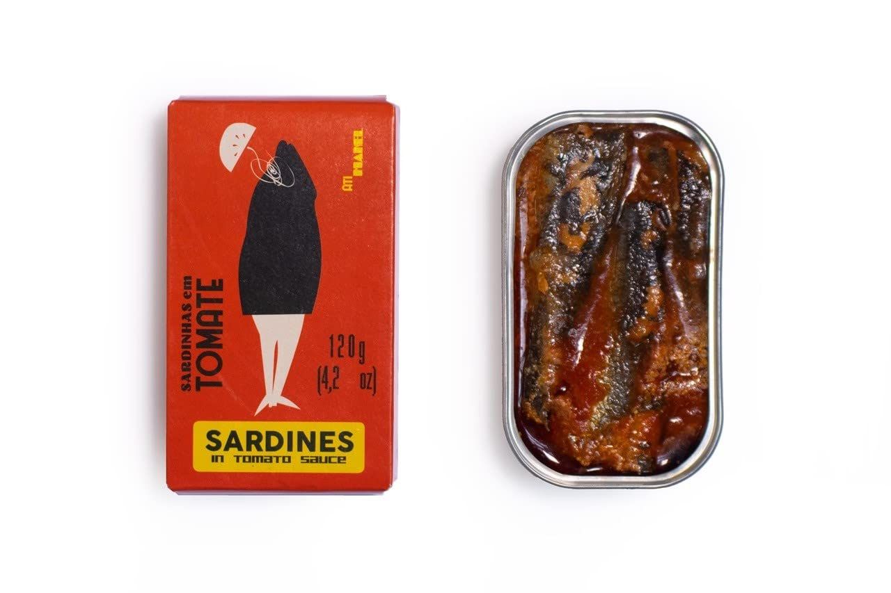 Portuguese Sardines Canned in Tomato Sauce | Wild Caught, B Vitamins, Omega-3 | Tinned Fish by Ati Manel | 1-Pack of 120g Cans