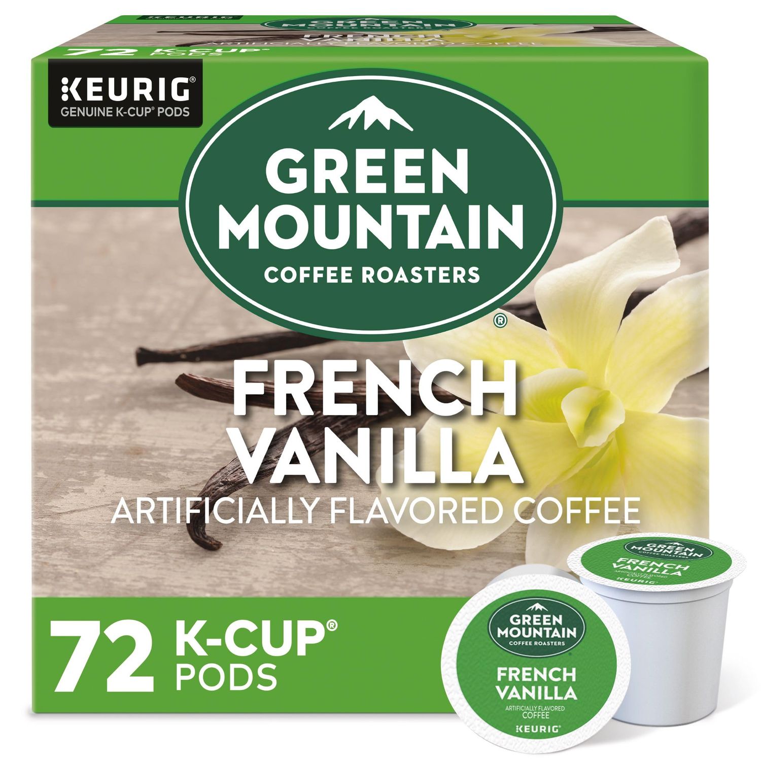 Green Mountain Coffee Roasters French Vanilla Keurig Single-Serve K-Cup pods, Light Roast Coffee, 72 Count
