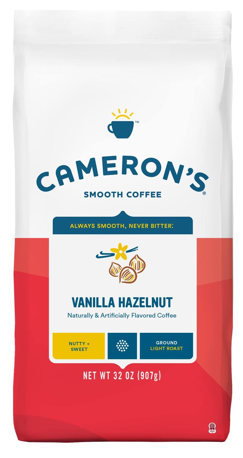 Cameron&#39;s Coffee Roasted Ground Coffee Bag, Flavored, Vanilla Hazelnut, 32 Ounce, (Pack of 1)