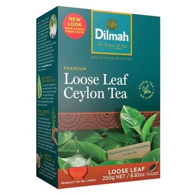 Dilmah Premium Ceylon Black Tea - Loose Tea (250g) - Single Pack-Strong, Robust, and Aromatic for everyday drinking-Unblended Single origin teas packed at the source.
