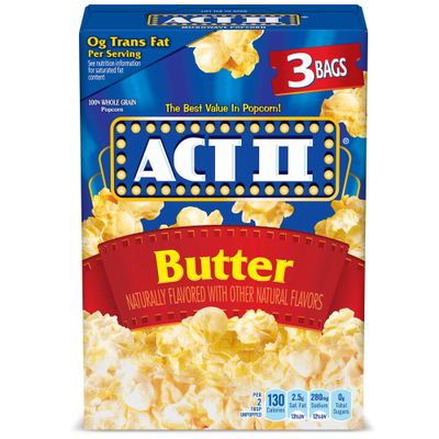 ACT II Butter Microwave Popcorn, 3-Count 2.75-oz. Bags (Pack of 12)