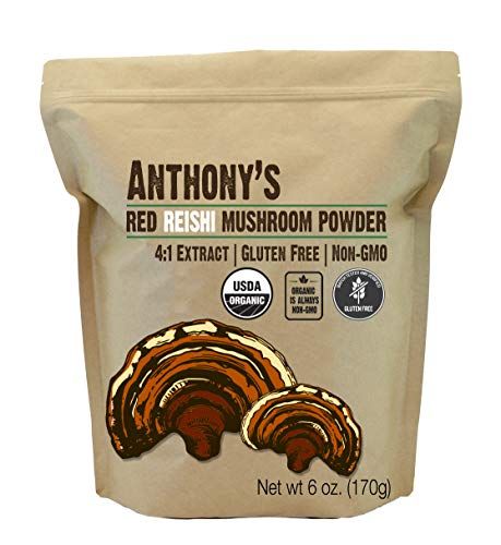 Anthony&#39;s Organic Red Reishi Mushroom Extract Powder, 6 oz, 4to1 Extract, Gluten Free, Non GMO