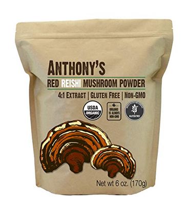 Anthony&#39;s Organic Red Reishi Mushroom Extract Powder, 6 oz, 4to1 Extract, Gluten Free, Non GMO