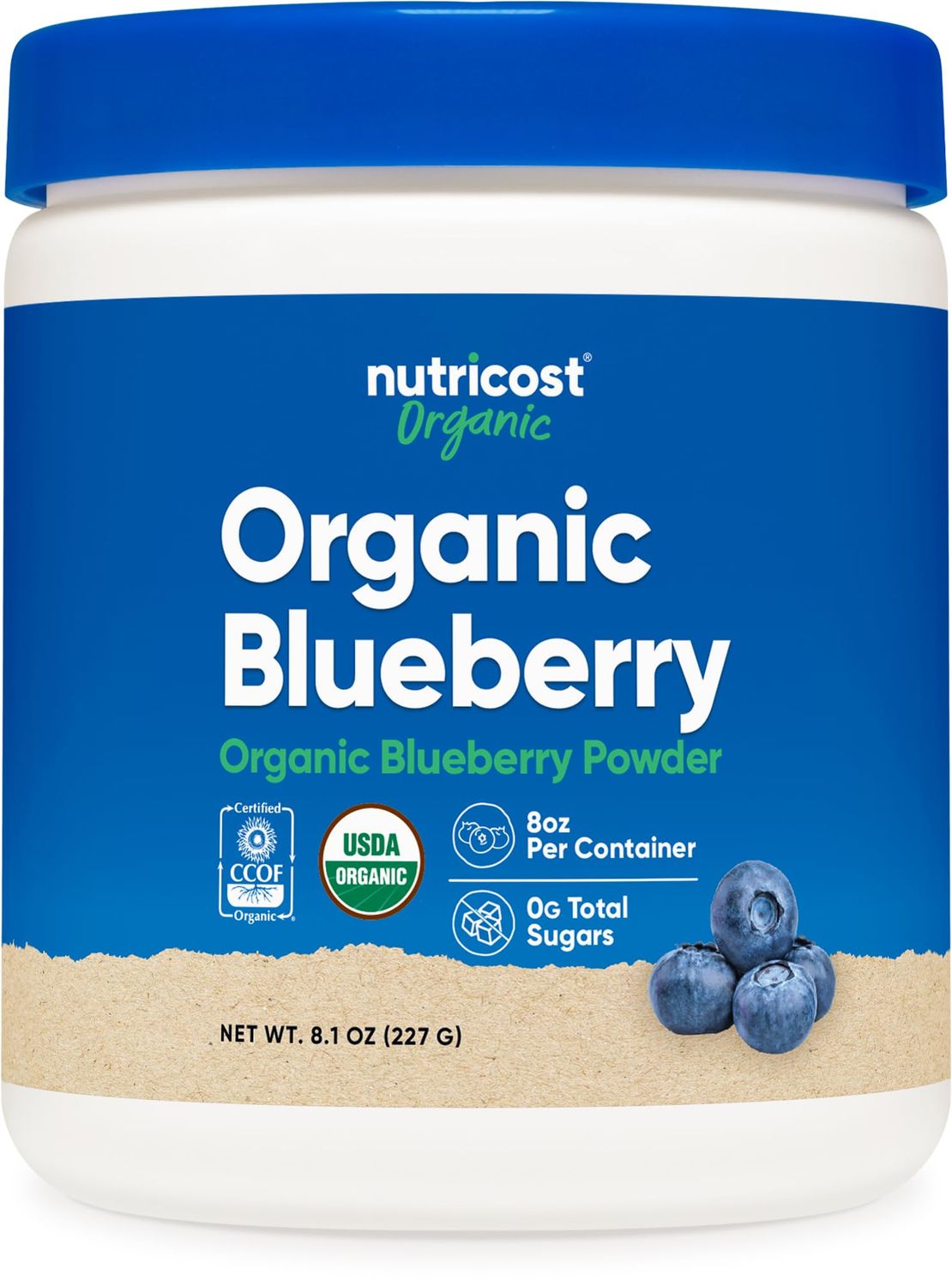 Nutricost Organic Blueberry Powder 8oz (227 Grams) - Pure, Gluten Free, Non-GMO, from Whole Organic Blueberries