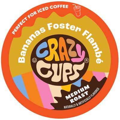Crazy Cups Flavored Coffee for Keurig K-Cup Machines, Bananas Foster Flambe&#39;, Hot or Iced Drinks, 22 Single Serve, Recyclable Pods