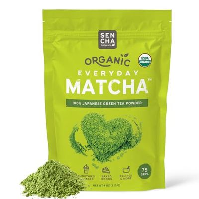 SEN CHA Naturals Organic Everyday Matcha Powder, Authentic Japanese Matcha Green Tea Powder, Premium First &amp; Second Harvest Culinary Grade Organic Matcha Tea, Lattes &amp; Baking, 4oz Bag (1 Pack)