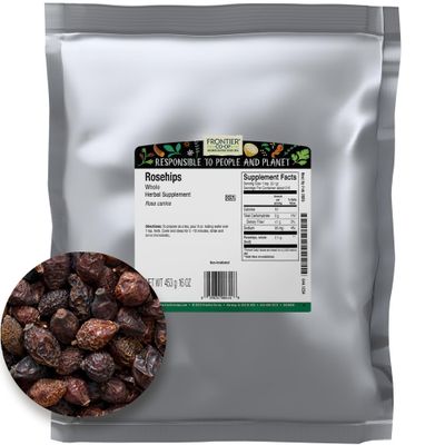 Frontier Co-op Whole Rosehips, 1 lb | Dried Rose Hips for Rosehip Tea, Rosehip Powder, Rosehip Oil and More | Bulk Wholesale 1 Pound, in One 16-oz Bag (more than 450 Grams)
