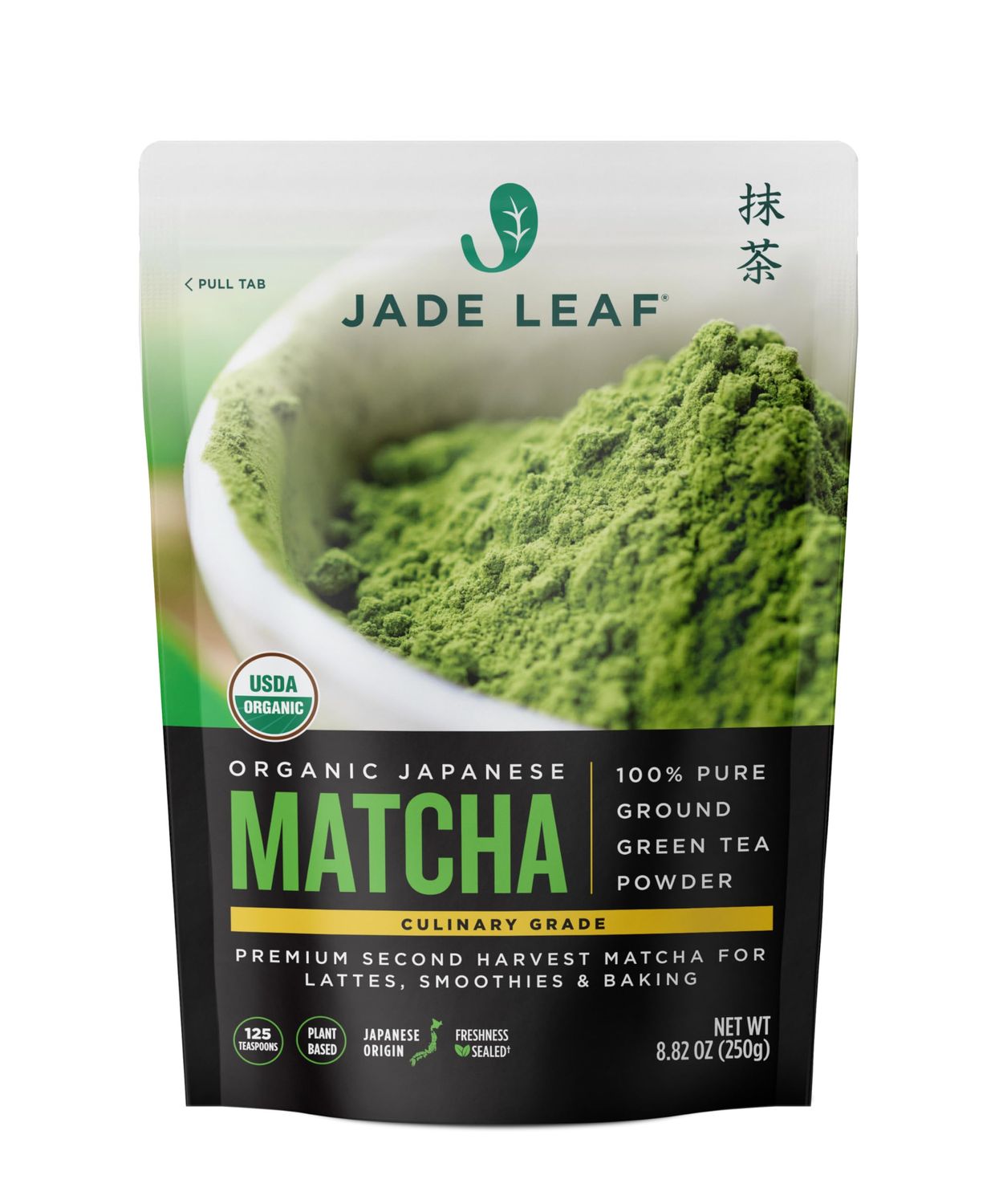 Jade Leaf Matcha Organic Green Tea Powder - Culinary Grade Premium Second Harvest - Authentic Japanese Origin (8.8 Ounce Bulk Resealable Pouch)