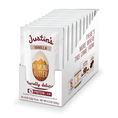 JUSTIN&#39;S Gluten-Free Vanilla Almond Butter 1.15 oz Squeeze Pack, (Pack of 10)
