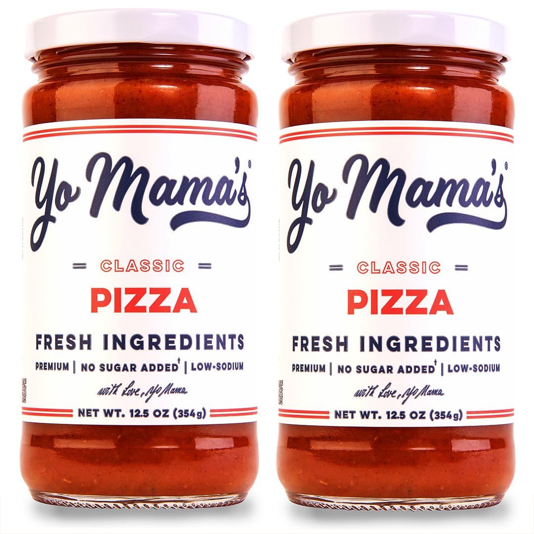 Yo Mama&#39;s Foods Keto Classic Pizza Sauce - Pack of (2) - Vegan, No Sugar Added, Low Carb, Low Sodium, Gluten Free, Paleo, and Made with Fresh Non-GMO Tomatoes!