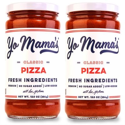 Yo Mama&#39;s Foods Keto Classic Pizza Sauce - Pack of (2) - Vegan, No Sugar Added, Low Carb, Low Sodium, Gluten Free, Paleo, and Made with Fresh Non-GMO Tomatoes!