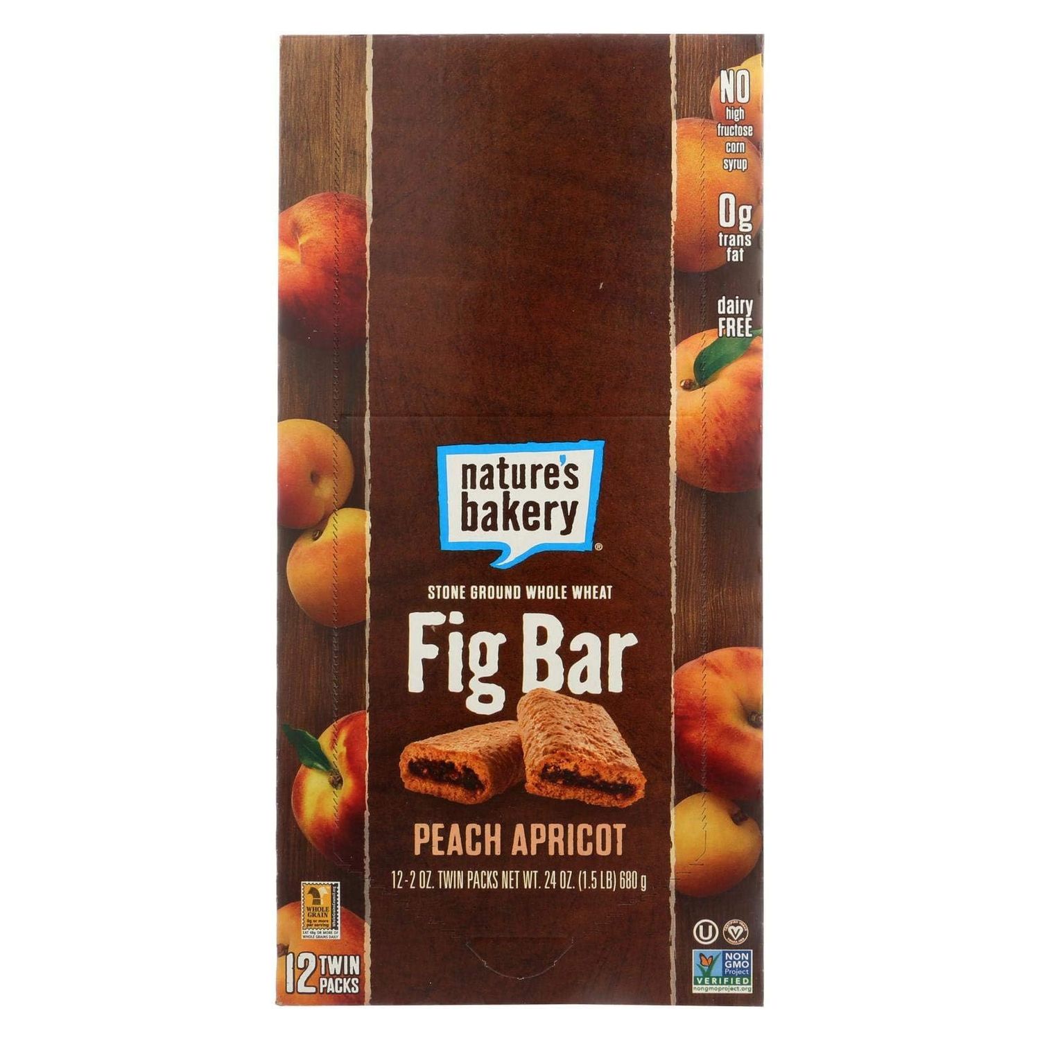 Nature&#39;s Bakery Whole Wheat Fig Bar, Peach Apricot, 2 Ounce (Pack of 12)