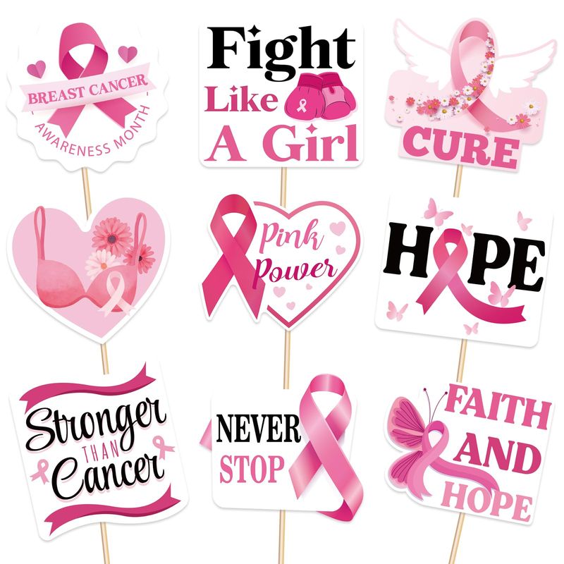 144PCS Breast Cancer Awareness Cupcake Toppers Toothpicks -Pink Ribbon Cocktail Appetizer Cake Decorations Party Supplies Picks
