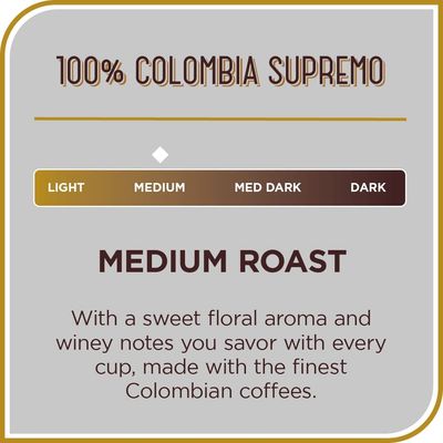 Don Francisco's Colombia Supremo Ground Coffee: Rich, Aromatic Medium Roast with 100% Arabica Beans - Floral Notes and Winey Flavor in 1 Recyclable 12 oz Can for a Delightful Morning Brew