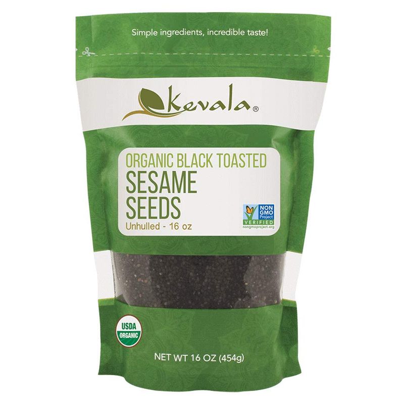 Kevala Organic Black Toasted Sesame Seeds - 16 oz - 1 lb - Roasted Black Sesame Seeds - Roasted Sesame Seeds - Black Sesame Seeds Organic - Organic Black Seed