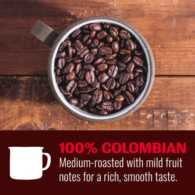 Hills Bros. 100% Colombian Whole Bean Coffee, Medium Roast, 32 Oz. Bag - Roasted Arabica Coffee Beans, Smooth Balanced Flavor